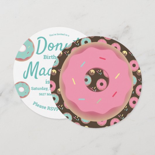 3D Turquoise en Roze Strooimix Ronde Kaart (Voorkant / Achterkant)