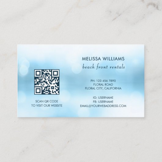 3D Turtle Beach Front Verhuur Visitekaartje (Achterkant)