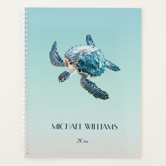 3D Turtle Coastal Naam en jaar toevoegen Planner (Voorkant)