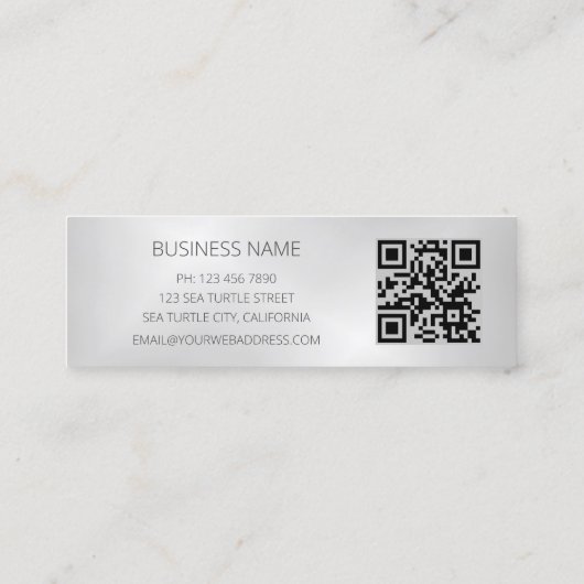 3D Turtle QR Code Beach Style Mini Visitekaartje (Achterkant)