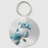 3D Turtle Silver Aloha Sleutelhanger (Voorkant)