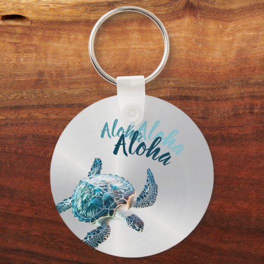 3D Turtle Silver Aloha Sleutelhanger (Achterkant)
