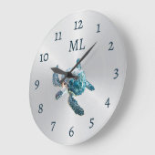 3D Turtle Silver Monogram Grote Klok (Hoek)