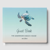 3D Turtle Turquoise Coastal Beach House Gastenboek (Voorkant)