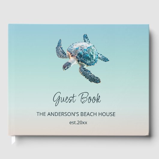 3D Turtle Turquoise Kuststrandhuis Gastenboek (Voorkant)