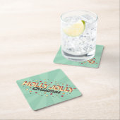  3D typografie, Holly Jolly Xmas tekst Kartonnen Onderzetters (Insitu)