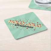  3D typografie, Holly Jolly Xmas tekst Kartonnen Onderzetters (Schuin)