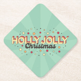 3D typografie, Holly Jolly Xmas tekst Kartonnen Onderzetters