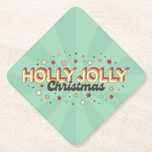  3D typografie, Holly Jolly Xmas tekst Kartonnen Onderzetters (Voorkant)