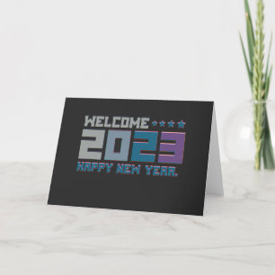 3d typography welcome 2023 happy new year kaart