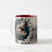 3D Tyrannosaurus Rex Dinosaur Hot Cocoa Tweekleurige Koffiemok (Voorkant links)