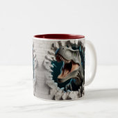 3D Tyrannosaurus Rex Dinosaur Hot Cocoa Tweekleurige Koffiemok (Voorkant rechts)