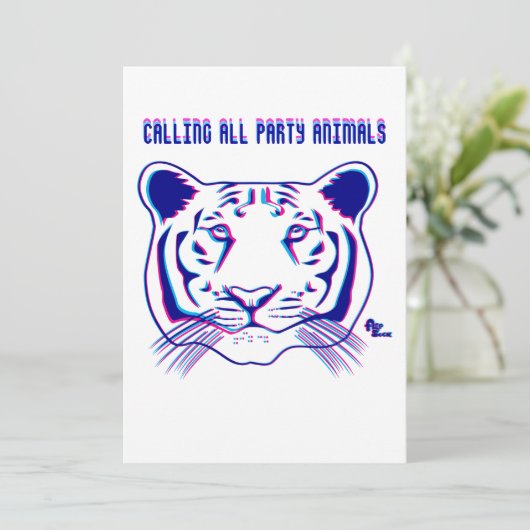 3D Uitnodiging van de Tijgerpartij (Staand voorkant)