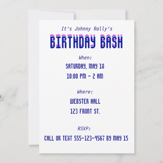 3D Uitnodiging van de Tijgerpartij (Achterkant)