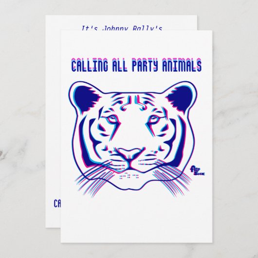 3D Uitnodiging van de Tijgerpartij (Voorkant / Achterkant)