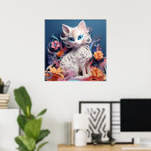 3D Uitzicht Kat Print Poster Kunstwerk Muurschilde (Thuiskantoor)
