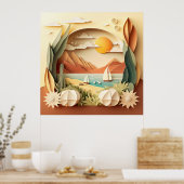 3D-uitzicht op leuke oceaanliefhebbers Poster (Keuken)