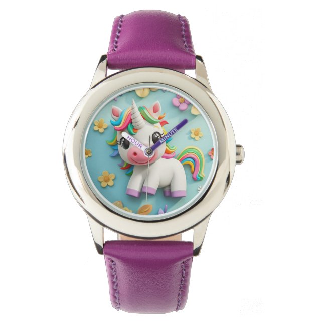 3D Unicorn Kind Watch Horloge (Voorkant)