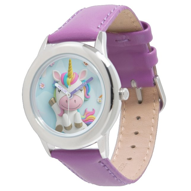 3D Unicorn Kinder horloge (Gekanteld)