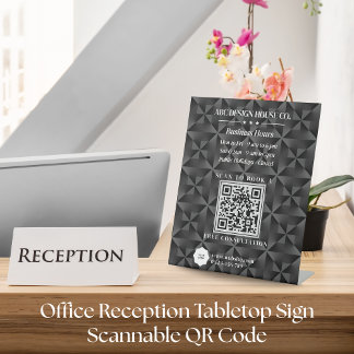 3D Urban Black Gradient Business Logo QR Code Reclamebord Met Voetstuk