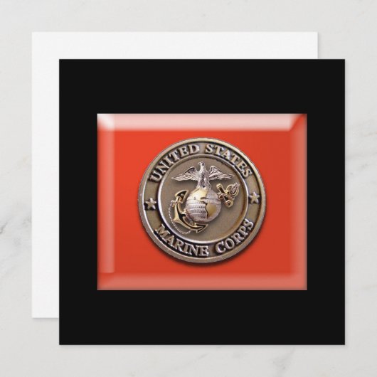 3D USMC Seal Card voor elk willekeurig geval! Save The Date (Voorkant / Achterkant)