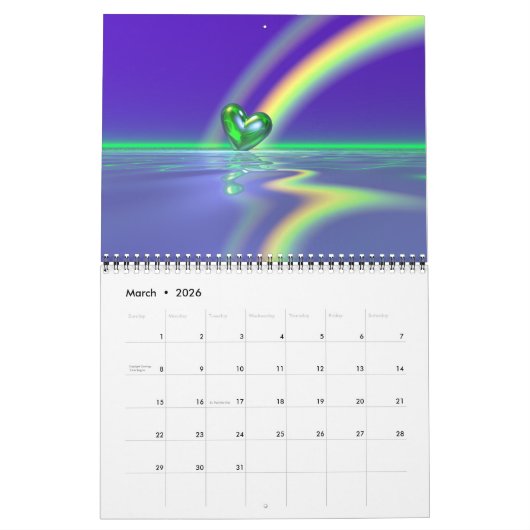 3D-vakantie en seizoensscènes Kalender (Mar 2026)