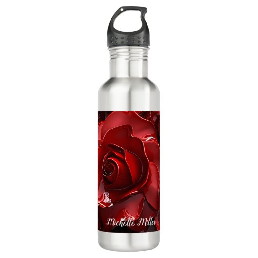 3D Valentijn rode rozen Waterfles (Voorkant)