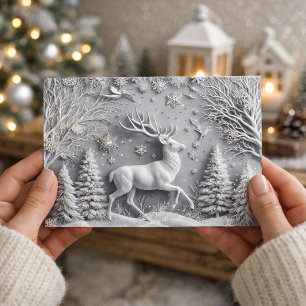 3D vals geëmbosseerde winterherten vakantie ansich Briefkaart