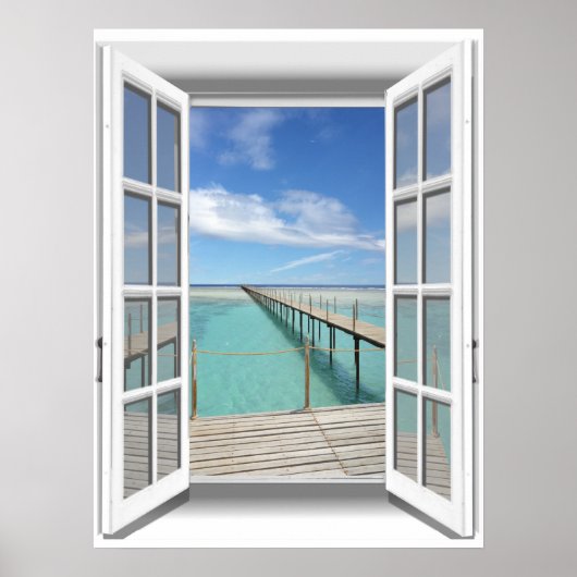 3D-venster Schuif Uitzicht Poster (Voorkant)