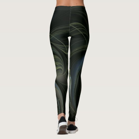 3d Verbluffend Boho patroon in Zwart Leggings (Achterkant)