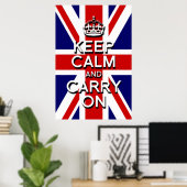 3D Verhoogd effect houdt kalm op de Britse vlag Poster (Thuiskantoor)