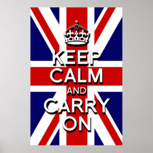 3D Verhoogd effect houdt kalm op de Britse vlag Poster