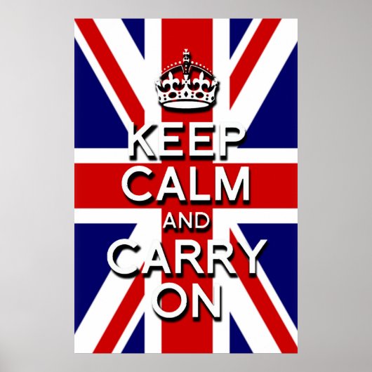 3D Verhoogd effect houdt kalm op de Britse vlag Poster (Voorkant)