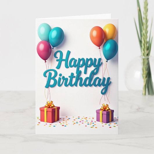 3D verjaardagskaart met cadeaus Kaart (Voorkant)