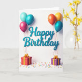 3D verjaardagskaart met cadeaus Kaart (Gele Bloem)