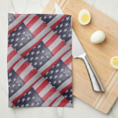 3D Vierde vlag juli Theedoek (Quarter Fold)