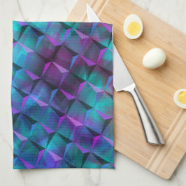 3D vierkant gekleurd blauw, lila tot roze of drieh Theedoek