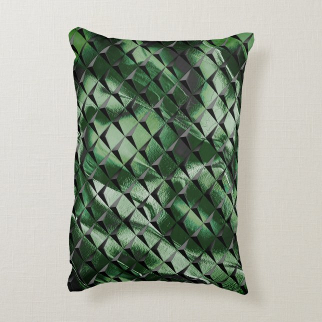 3D-vierkantjes mengen met donkergroen afbeelding a Accent Kussen (Achterkant (Verticaal))