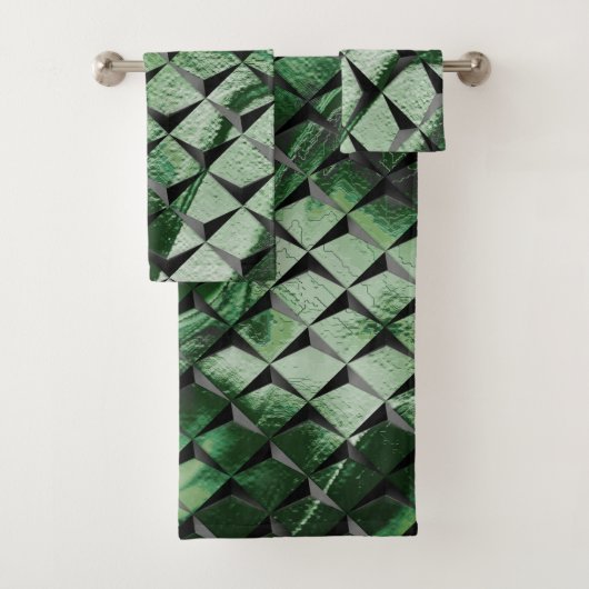 3D-vierkantjes mengen met donkergroen afbeelding a Bad Handdoek (Insitu)