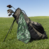 3D-vierkantjes mengen met donkergroen afbeelding a Golfhanddoek (Groen)