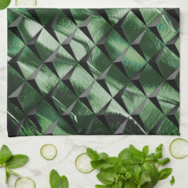 3D-vierkantjes mengen met donkergroen afbeelding a Theedoek