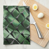 3D-vierkantjes mengen met donkergroen afbeelding a Theedoek (Quarter Fold)