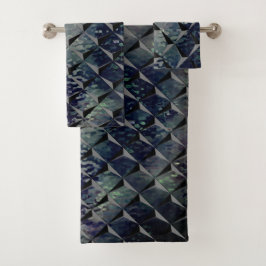 3D-vierkantjes mengen met donkergroen 'rookglas' Bad Handdoek