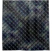 3D-vierkantjes mengen met donkergroen 'rookglas' Douchegordijn (Voorkant)