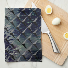 3D-vierkantjes mengen met donkergroen 'rookglas' Theedoek