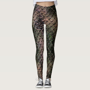 3D-vierkantjes mengen met gehamerd glas van achter Leggings