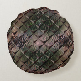 3D-vierkantjes mengen met gehamerd glas van achter Rond Kussen