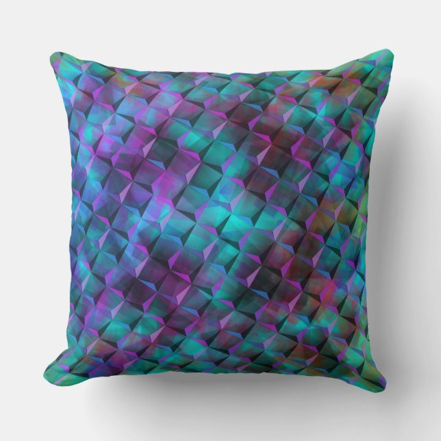 3D vierkantjes met blauw, lila tot roze of driehoe Kussen (Voorkant)