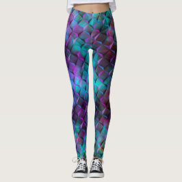 3D vierkantjes met blauw, lila tot roze of driehoe Leggings