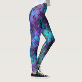 3D vierkantjes met blauw, lila tot roze of driehoe Leggings